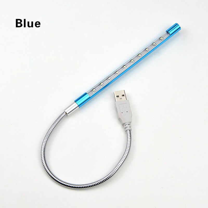 Metal Material 10LEDs Flexible USB Desk Lamp LED Table Lamps Table Light Bendable PC Power Bank Laptop Reading Protecting Eyes: Blue
