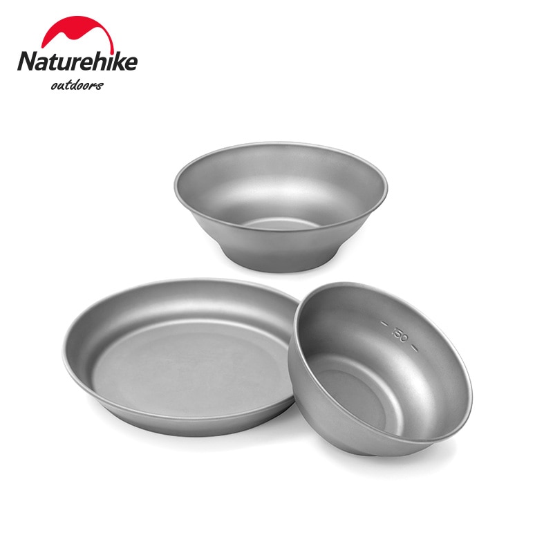Naturehike Outdoor Pure Titanium Servies Draagbare Picknick Set Barbecue Apparaat Titanium Schotel Kom Voedsel Apparatuur Ultralight