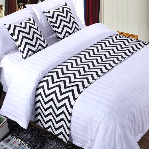 Rayuan sort og hvid stribe bomuld sengetæppe sengeløber kaste hjem hotel soveværelse sengetøj indretning seng hale håndklæde: Enkelt 50 x 180cm