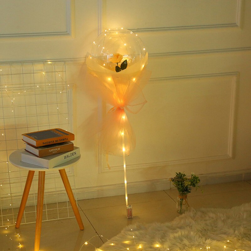 Led diy lichtgevende ballon roos boeket kerstversiering huis bruiloft decoratie bal roos valentijnsdag verjaardagsfeestje: Geel / 1pc