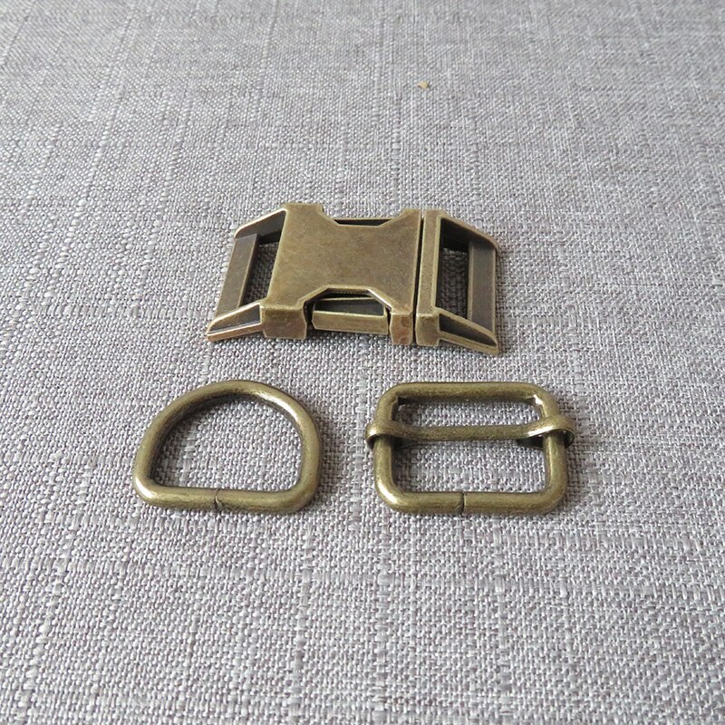 10 Sets 25 Mm Heavy Metal D Ring Richter Riem Bandjes Slider Release Gesp Snap Sluiting Voor Paracord Halsband diy Accessoires: Antique Brass