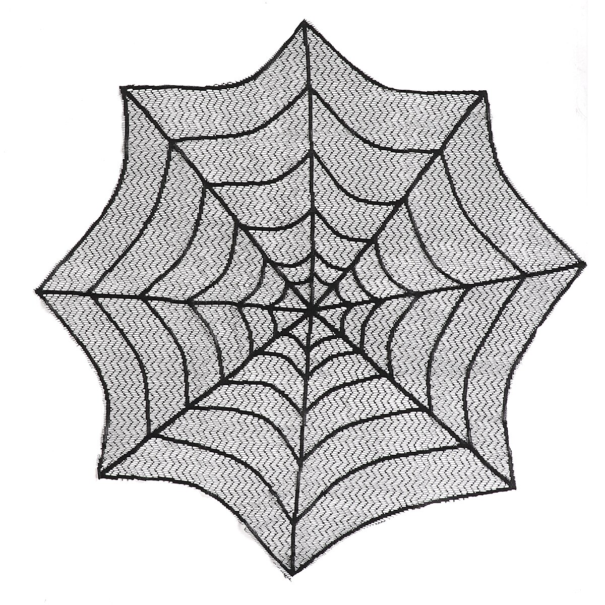 Halloween tafeldecoratie, open haard sjaal, halloween kant, spinnenweb tafelkleed, ronde tafelkleed hoezen