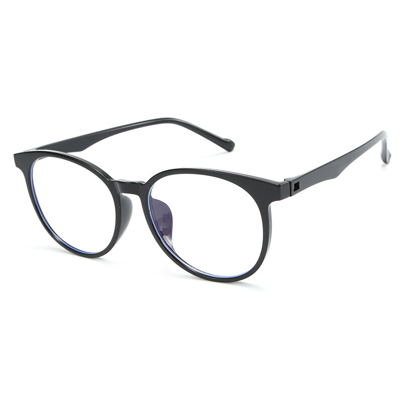 Elbru TR90 lente transparente ultraligera Marco de gafas para mujeres Anti azul claro azul-ray gafas de ordenador marcos de gafas redondas: Glossy Black