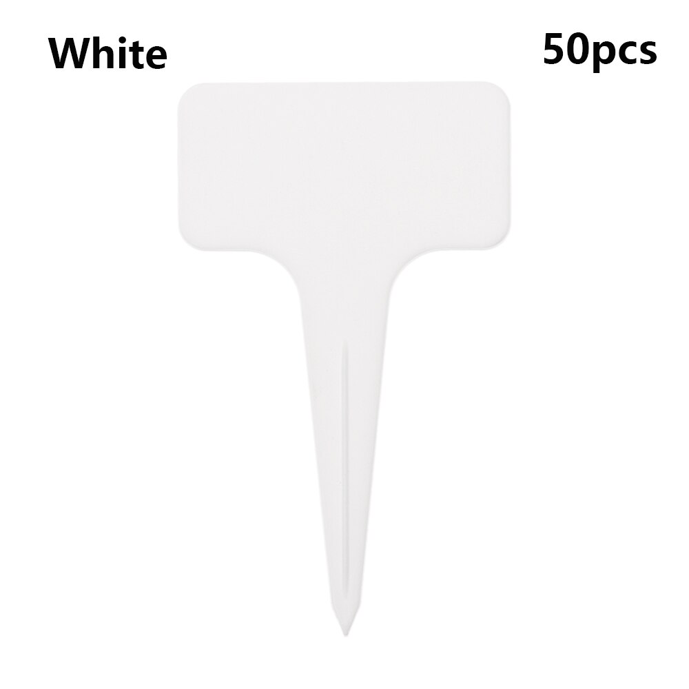 50PCS/Pack Reusable Plastic Garden Tools Farm Seedling Mark Plant Tag T-shape Flower Sign Plate Gardening Labels: White