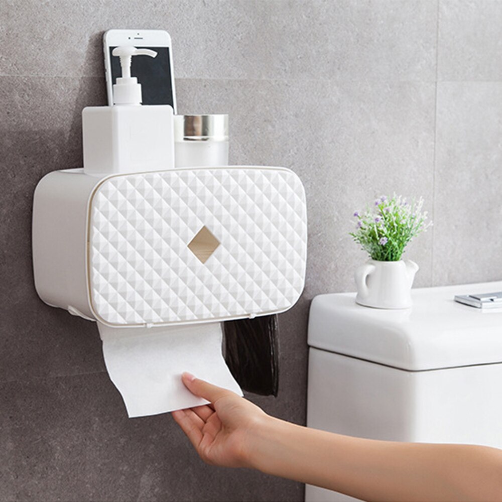 Bathroom Paper Towel Dispenser Wall Mounted No-drilling Paper Towel Holder Dispenser Toilet Paper Extraction Dispenser