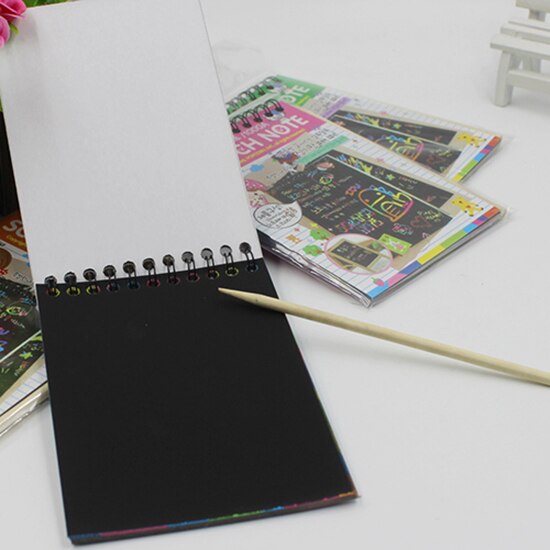 Kids Rainbow Colorful Scratch Art Kit Magic Drawing Painting Paper Notebook Color Handwriting Board Doodle Painting