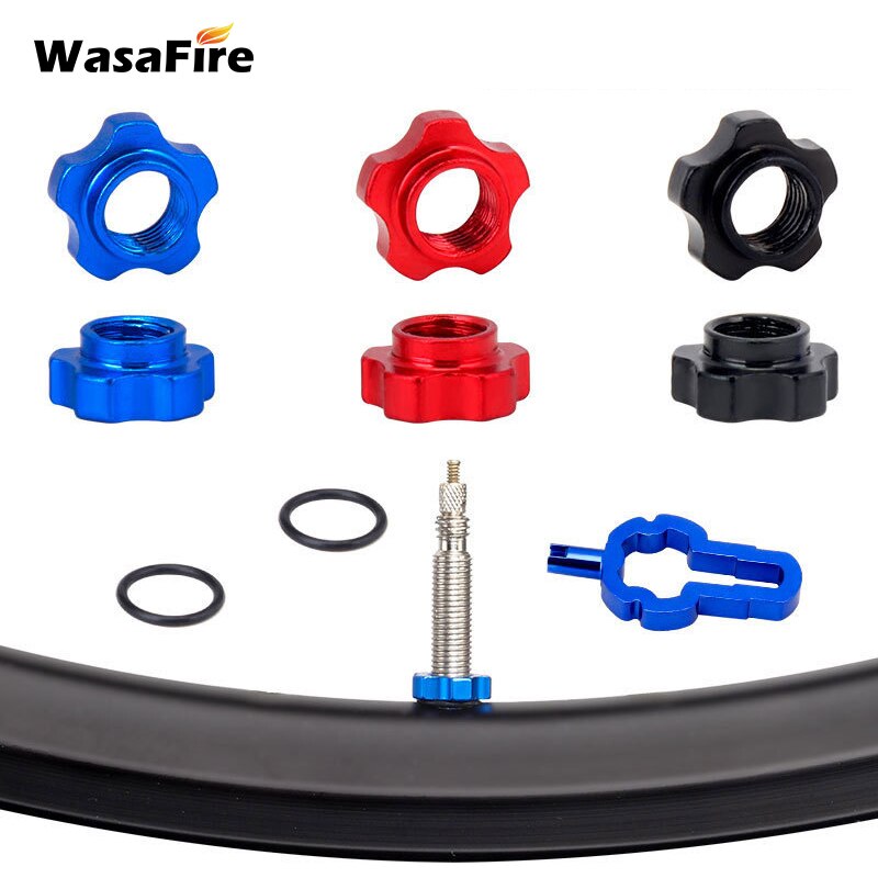 Mountain Bike Schrader Valve Presta Valve Bicycle Wheel Converter Nut Rim Conversion Nut Adapter with Installation Wrench