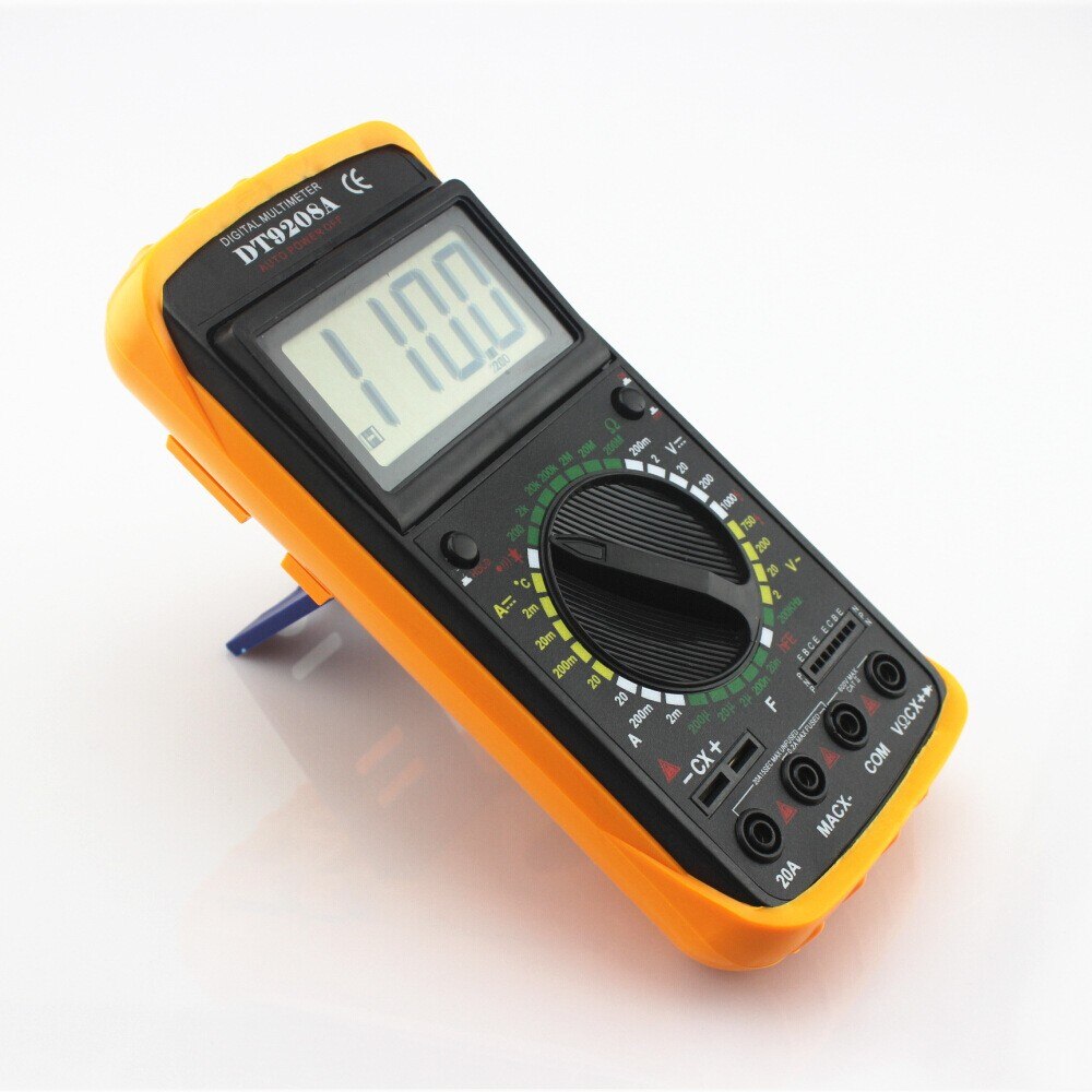 DT9208A LCD Display Handheld Voltmeter Ammeter Ohmmeter Capacitance Meter Temperature Tester Digital Multimeter