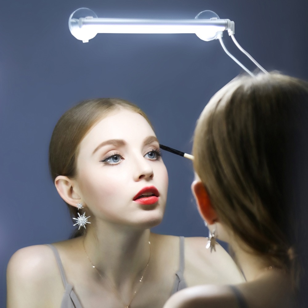 Draagbare Make up Front Spiegel Licht 3 niveau dimmen Touch schakelaar LED Vanity Badkamer Roestvrij Verlichting Kit met Draagtas