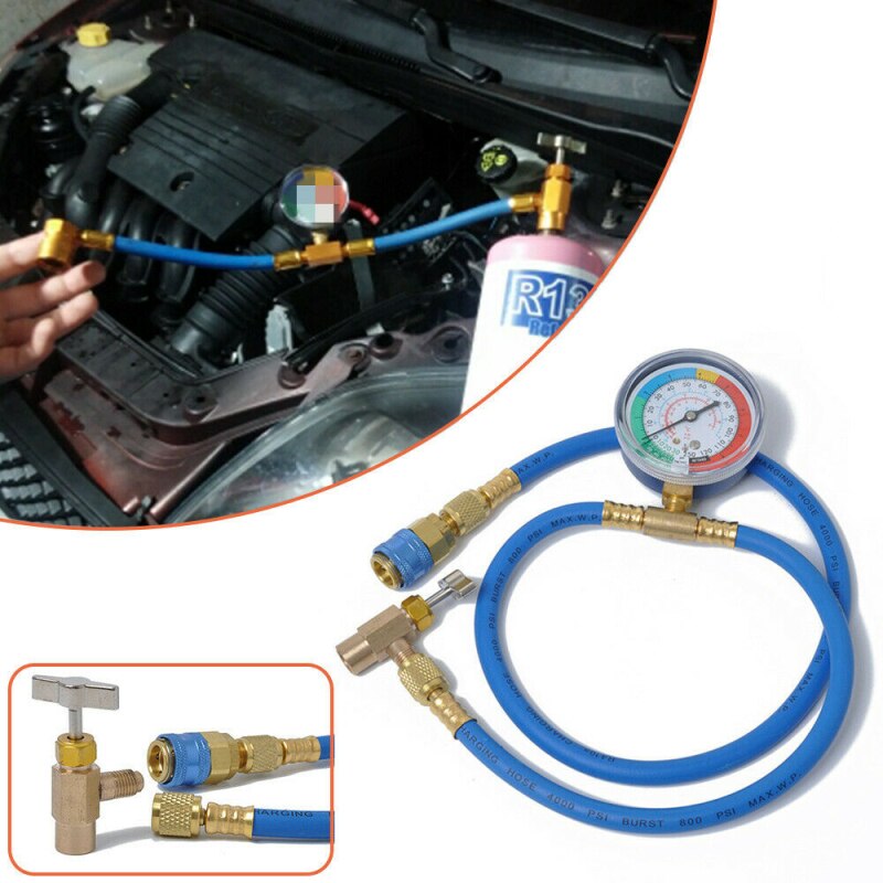 Automobile R134A Air Conditioning Refrigerant Charging Hose With Pressure Gauge Car Air Conditioning Repair Tool Car Accessories