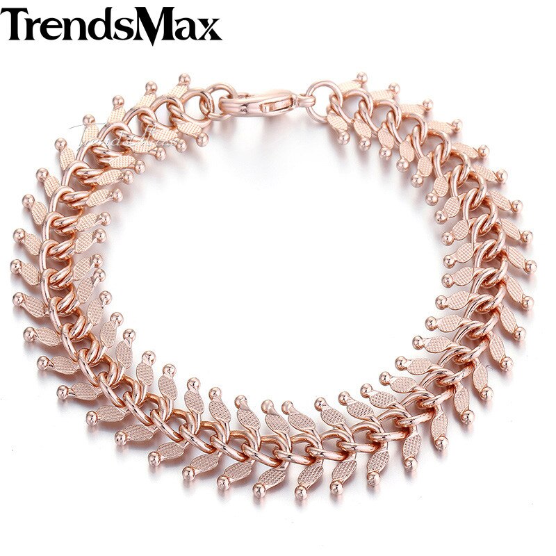 14mm 20cm 23cm 585 Rose Gold Filled Men&#39;s Bracelet for women Centipede Link Chain GB275