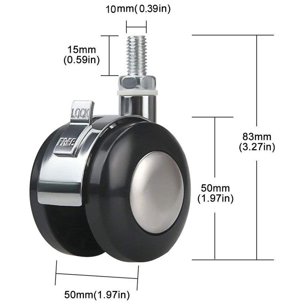 4 Pack 2-inch Swivel Castor Zinc Alloy Screw 360 Celsius Caster Wheels Heavy Duty for Trolley Furniture Caster