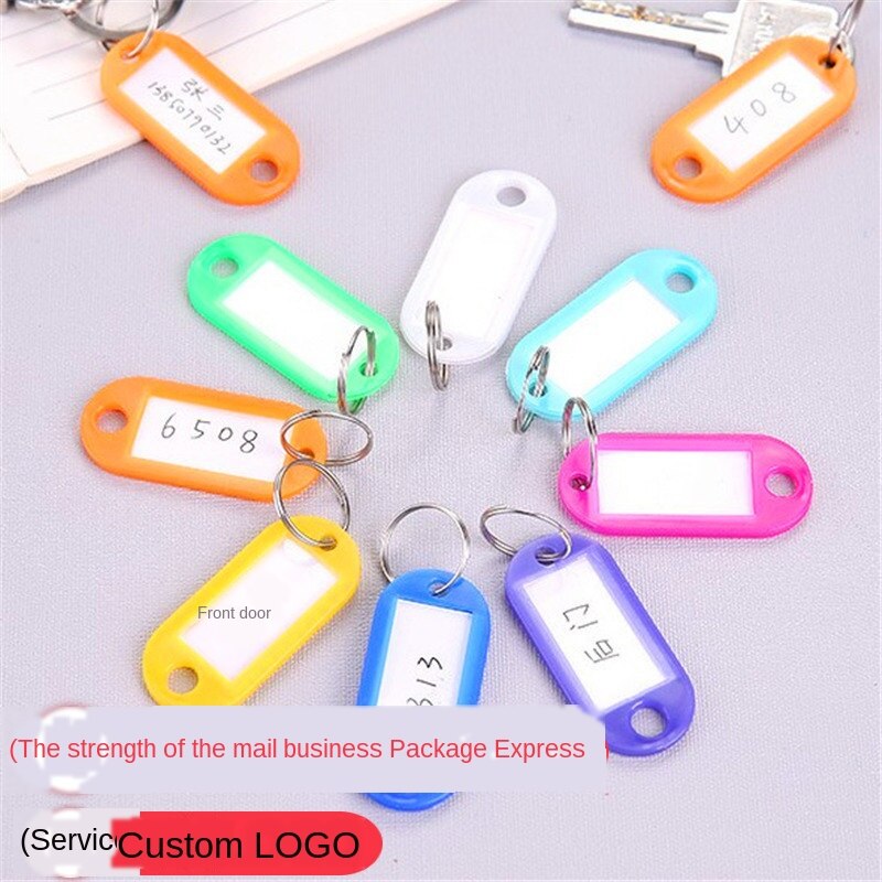 Diysomes 30 stk farverige plastik nøgleringe sprog id tags labels nøgleringe navne tags med split ring til bagage bagage tag: Tilfældig farve