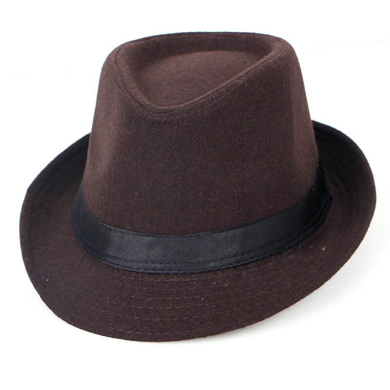 Herfst Wol Fedora Jazz Hoed Mannen Chapeu Panama Masculino Sombrero Mujer Vrouwen Vilten Hoeden Man Bowler Vintage Zwarte Retro cap: Brown