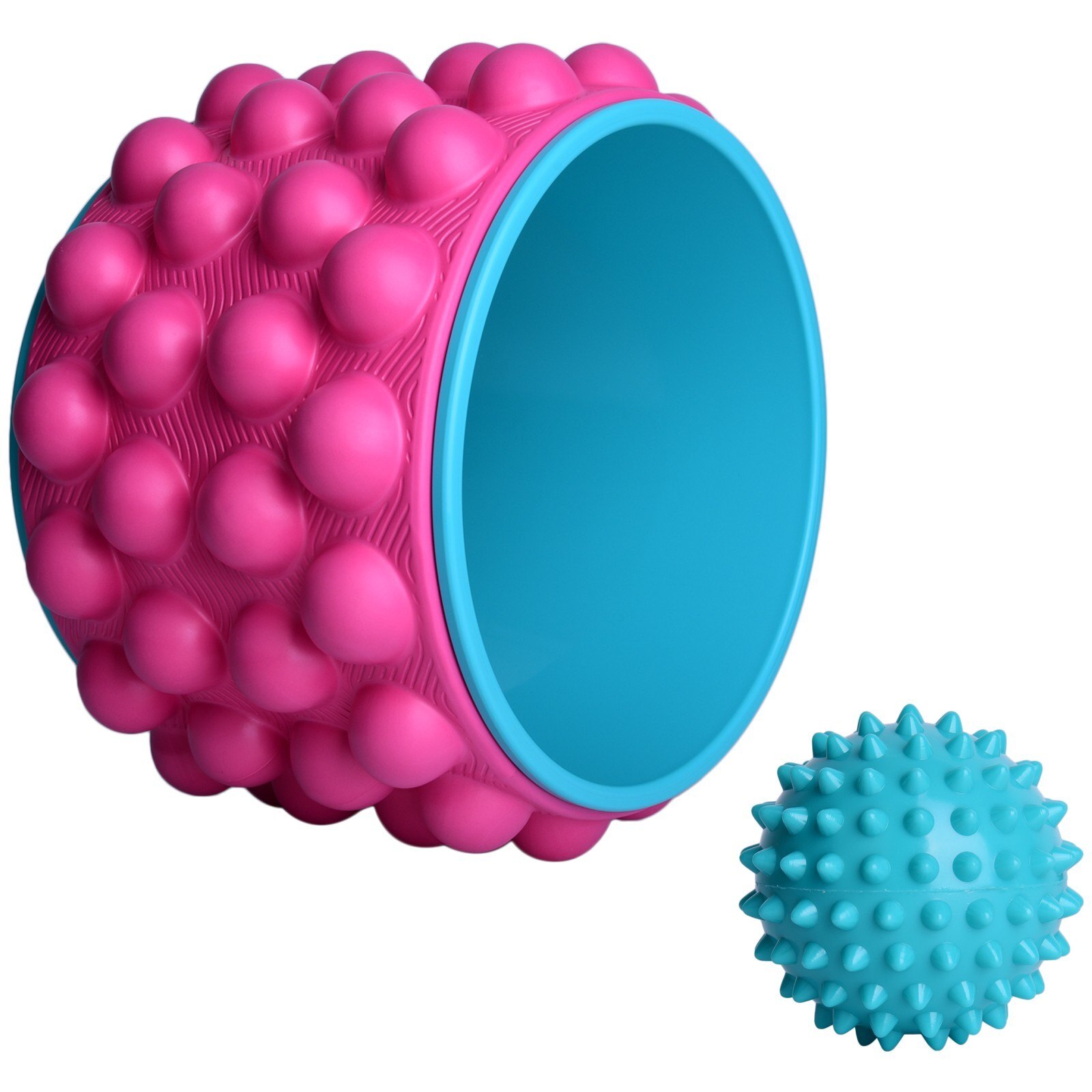2-in-1 Yoga Wheel Set with Spiky Ball for Deep Tissue Massage & Fasciitis Relief: Beige