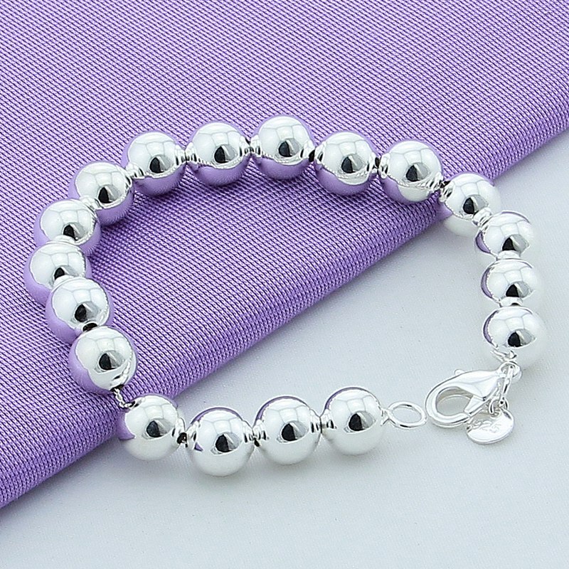 Sieraden 925 Zilveren Sieraden 10 Mm Kralen Armband Armbanden Voor Vrouwen Mode Heren Zilveren Manchet Armband