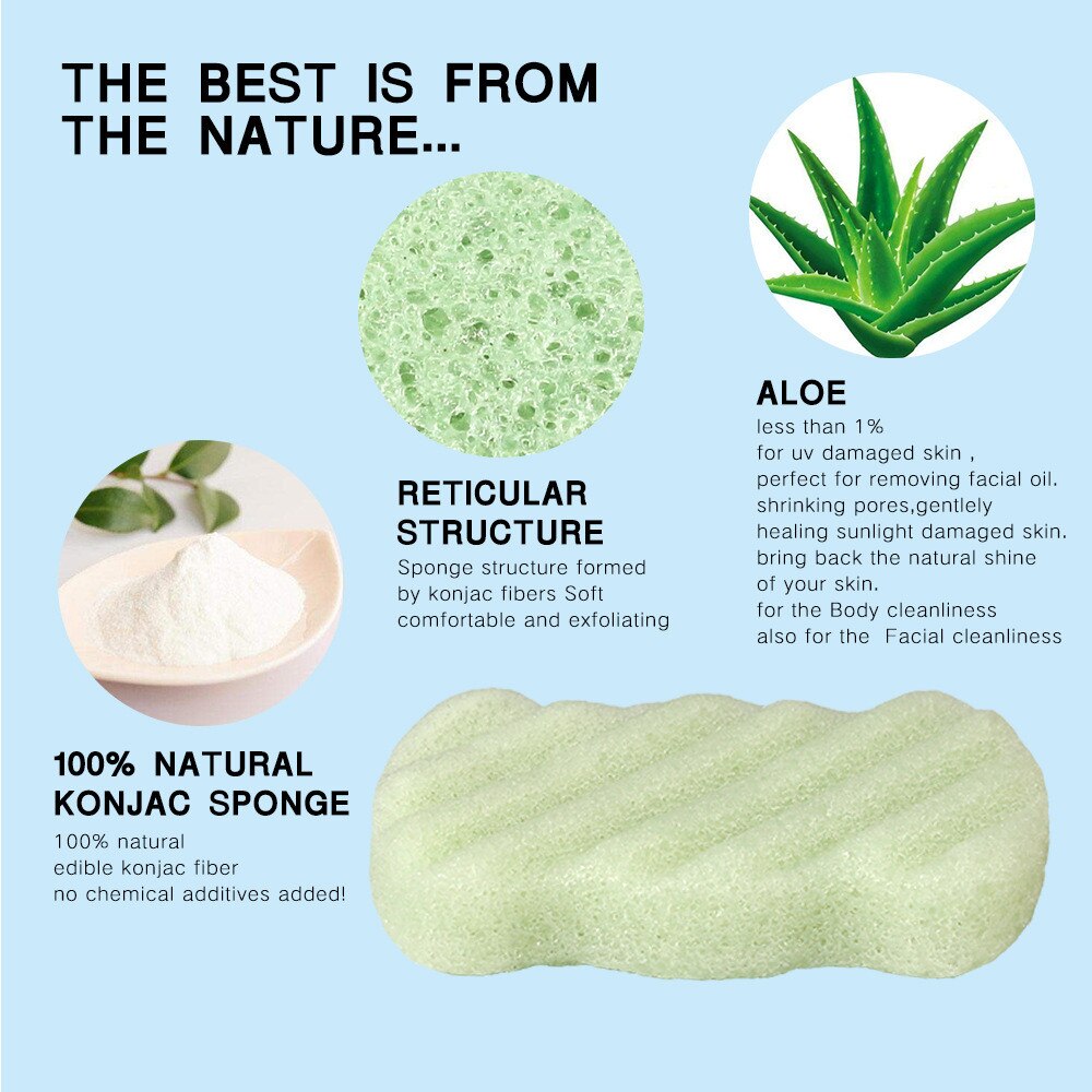 7 färg naturlig mjuk konjac ansiktspuff ansikte kroppsrengöring tvättsvamp exfoliator rengöringssvamp badverktyg tslm 2