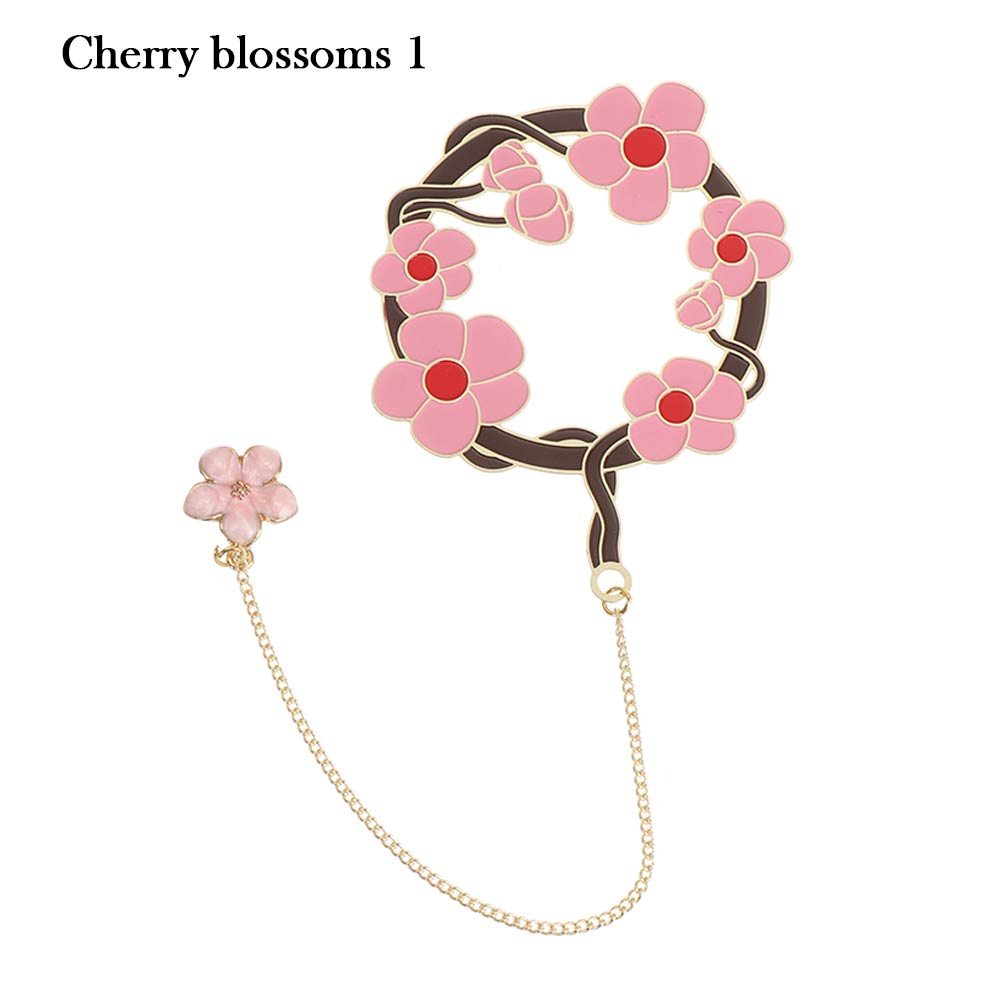 1PC Chinesischen Stil Gruppe Fan Form Metall Lesezeichen Höhlte Pflanze Blume Buch Clip Mit Quaste Anhänger Schule Büro versorgung: 15