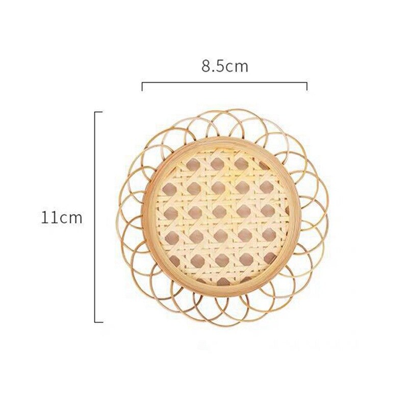 Japanese Style Bamboo Round Rattan Woven Saucer Handmade Bamboo Coaster Cup Holder Pot Pad Tea Mat Rattan Woven Cup: B