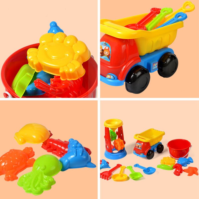 Colorful Beach Sand Toys Pools Water Fun Play Game Summer Toy Sand Molds Set Play Cart Baby Beach Game Kids