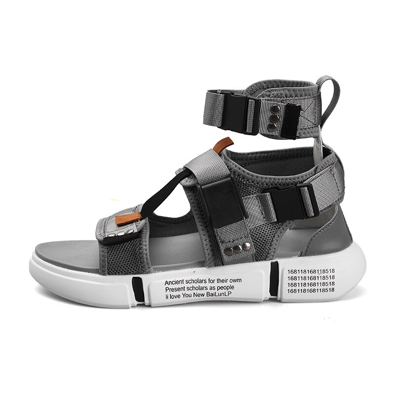 Sommer mænd sko gladiator sandaler åben tå platform strand sandaler støvler rom stil sort grå canvas sandaler