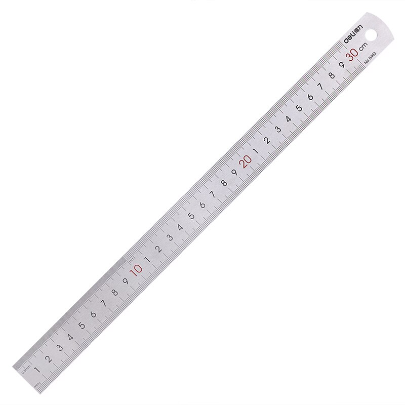 DELI Stainless Steel Straight Ruler Precision 15-30CM Flat Thick Metal Measuring Scale Tools Office Supplies: 30CM