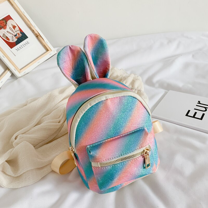 Kids Meisjes Leuke Kleurrijke Konijn Oor Rugzak Mode Kleine Rugzak Voor Kinderen Schooltas: B