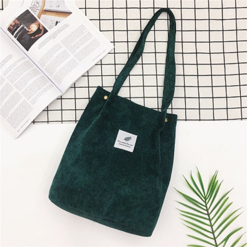 Women Solid Corduroy Shoulder Bags Shopping Bag Tote Package Crossbody Bags Purses Casual Handbag For Women Bookbag