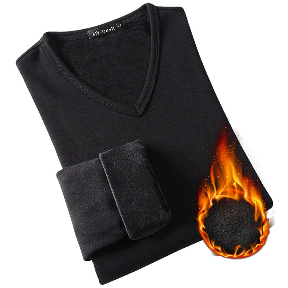 Vrouwen Winter Slim Fit T-shirt Lady Dikke Thermische T-shirts Warme Fluwelen T Shirts Vrouwen Lang Ondergoed Plus size Tops 4XL: Xxxl / V-Black