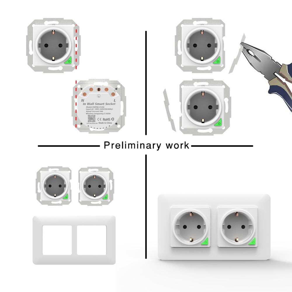 Avatto wifi dubbel eu standarduttag, tuya smart life app röst fjärrkontroll 16a wifi strömkontakt fungerar med google home alexa