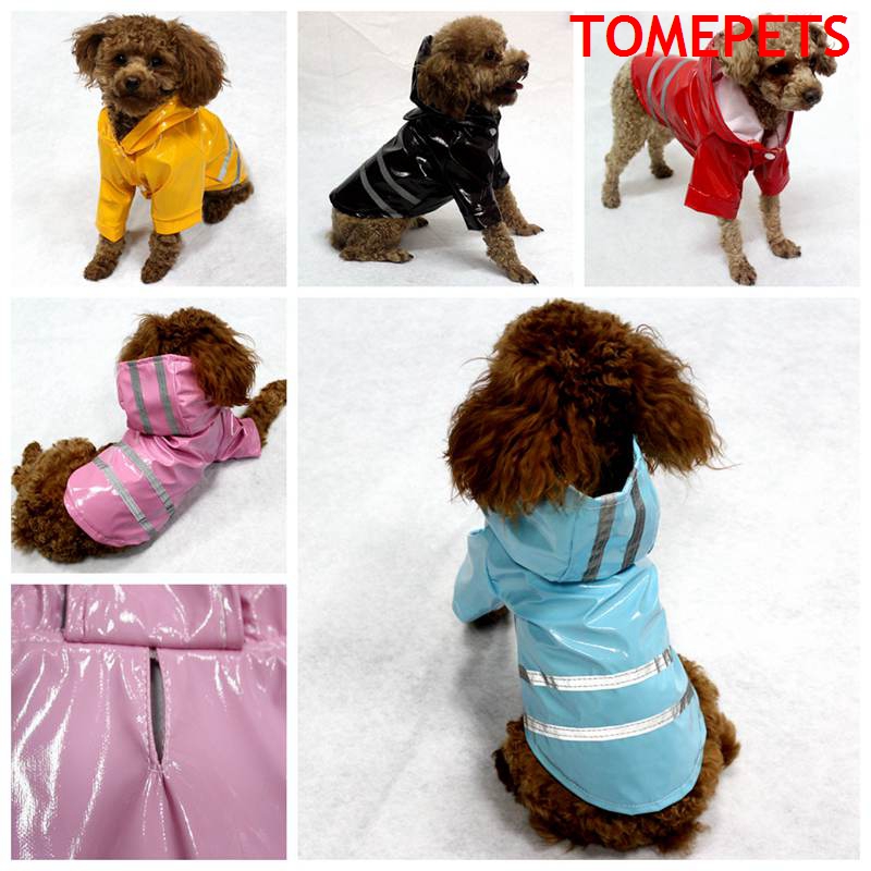 TOMEPETS-chubasquero con rayas para perros pequeños, chubasquero para mascotas, color sólido, en cinco colores, Rosa/rojo/café/amarillo/azul