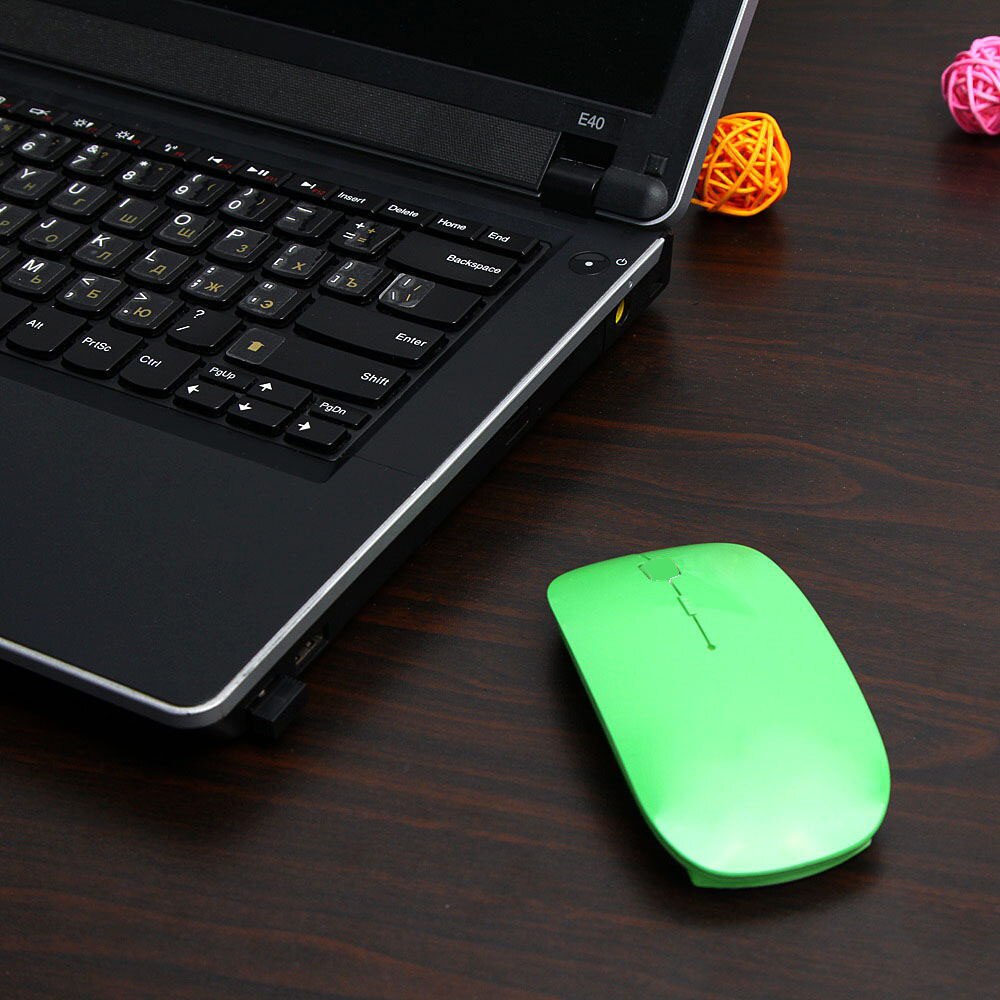 2.4GHz USB Wireless Optical Mouse USB Receiver Super Slim Mause Mice For PC Laptop: Green
