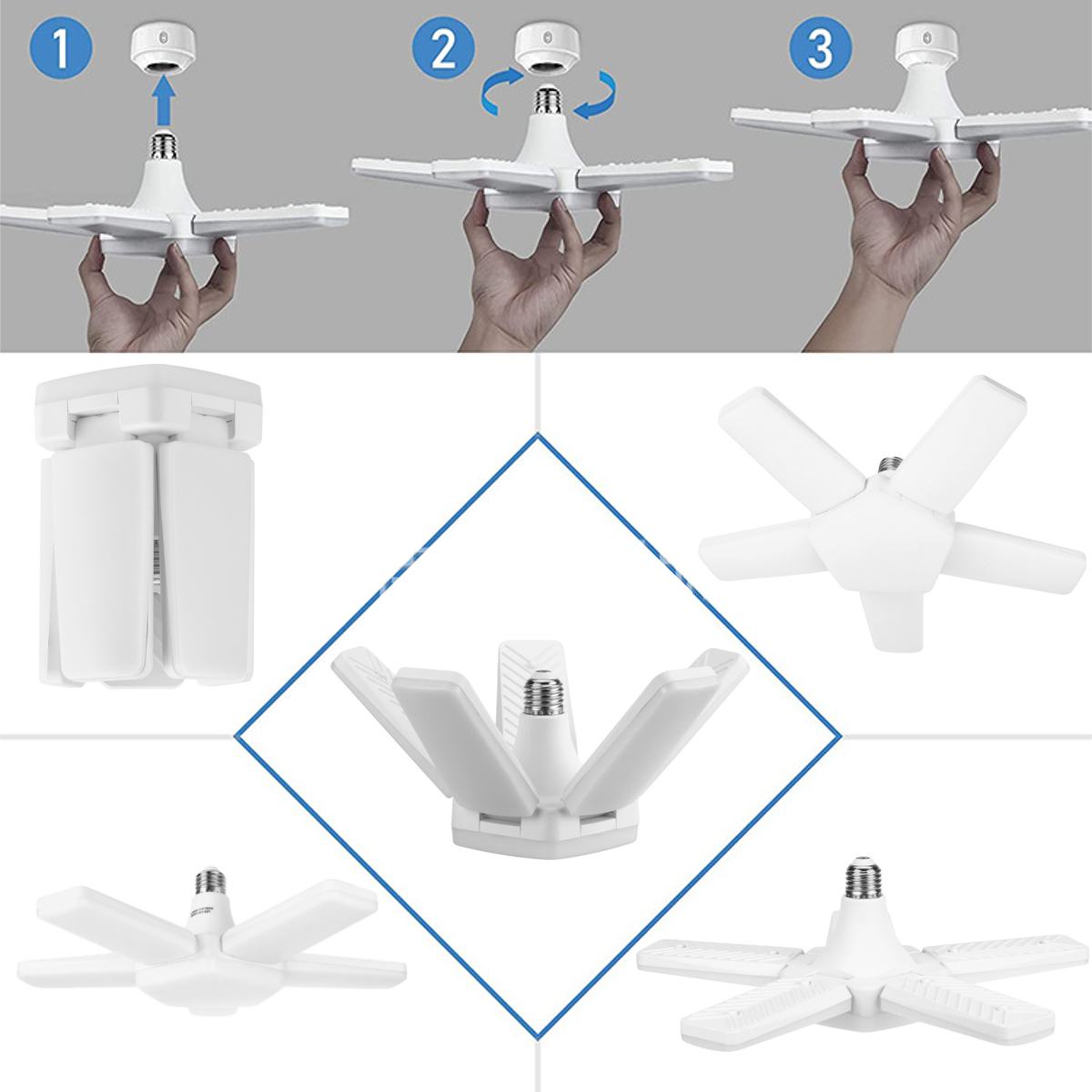 Bright Industrial Lighting 60W LED High Bay Light Garage Lamp E26 6500K Five-Leaf Deformation For Home Warehouse Workshop