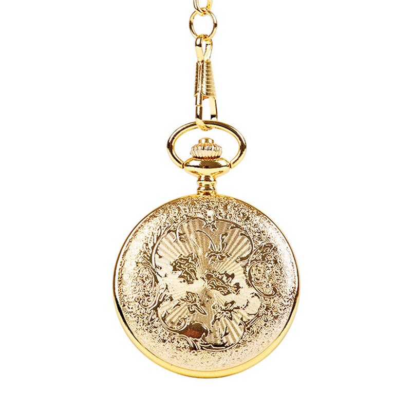 TREEWETO Heren zakhorloge met ketting, retro adelaar analoog steampunk skelet horloge, mechanisch handopwindend zakhorloge met Romeinse cijfers voor heren, zilver, Klassiek