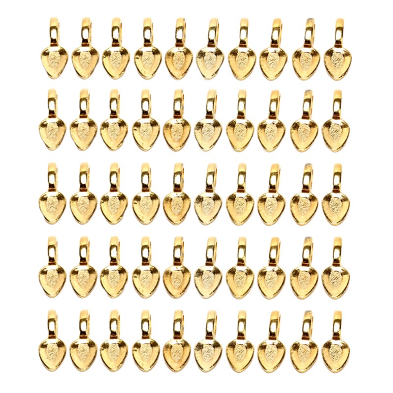 50pcs Glue On Flat Pad Bails Pendants Charms Connector Jewelry Making 21*8mm Connector Hanger for Jewelry Making: Gold