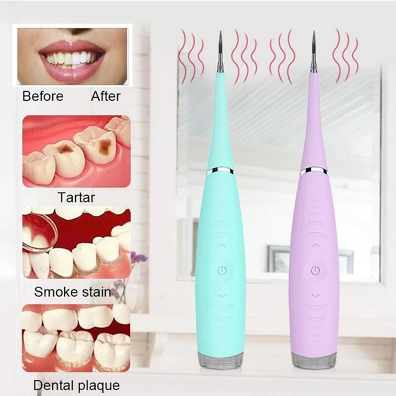 Ultra sonisk tandrenser elektrisk beregningsfjerner rengøringsmiddel tandpletter tandsten værktøj lysere tænder tandsten fjern