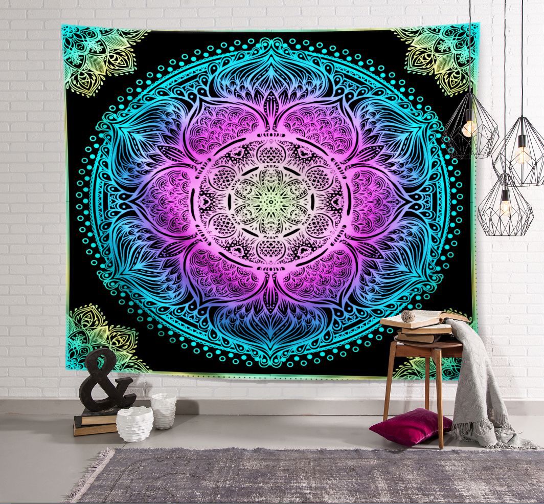 Indisk mandala gobelin væghængende soveværelse indretning sengetæppe strand tæppe tæppe camping telt rejse boligindretning gobeliner: 95 x 73cm / H