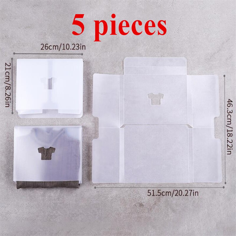 Folding Board Shirt Clothes Folding Board Shirt Organizer Wardrobe Clothing Storage Bag Transparent Home Foldable Clothes Boards: 5pcs