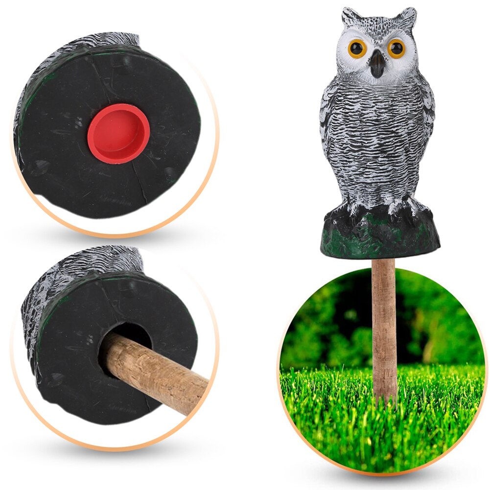 AA Outdoor Simulated Owl, Weatherproof Dummy Owl with Long Ears Garden Bird Scarecrow