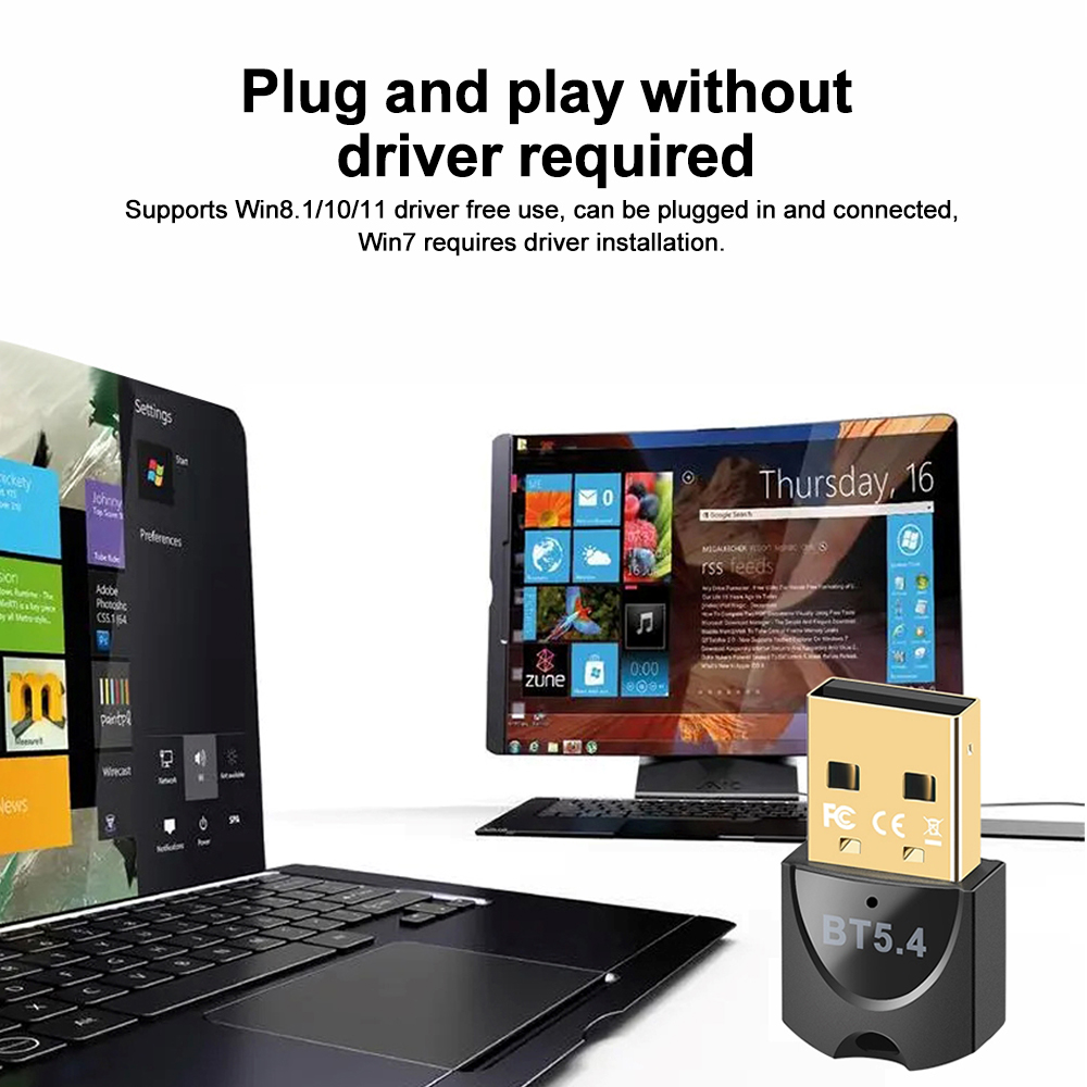 Bluetooth-adapter voor pc-laptop Bluetooth 5.4 USB-dongle-ontvanger voor draadloze muis Toetsenbord Luidspreker Muziek Audiozender