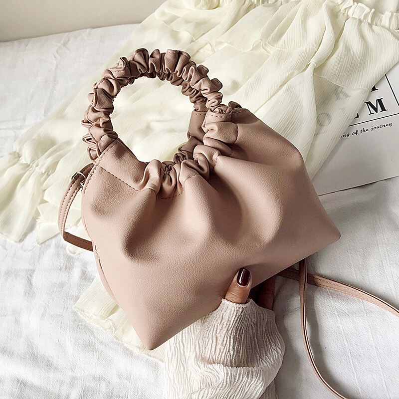 Pu Vrouwen Tas Mode Eenvoudige Vouw Bag Veelzijdige Messenger Handtas: Pink