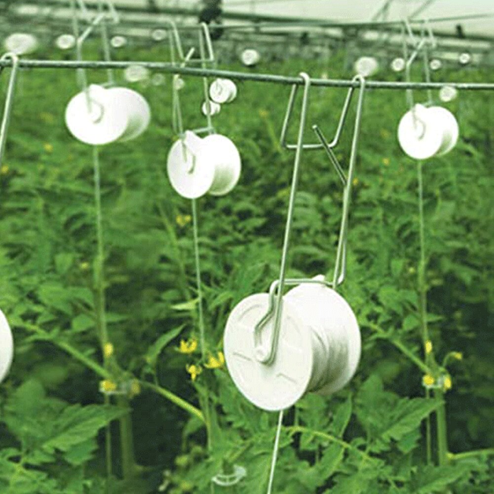 Ganchos de soporte para tomate, rodillo de enrejado con hilo de 15M para invernadero, herramienta de jardinería, DRSA889, 6 uds.