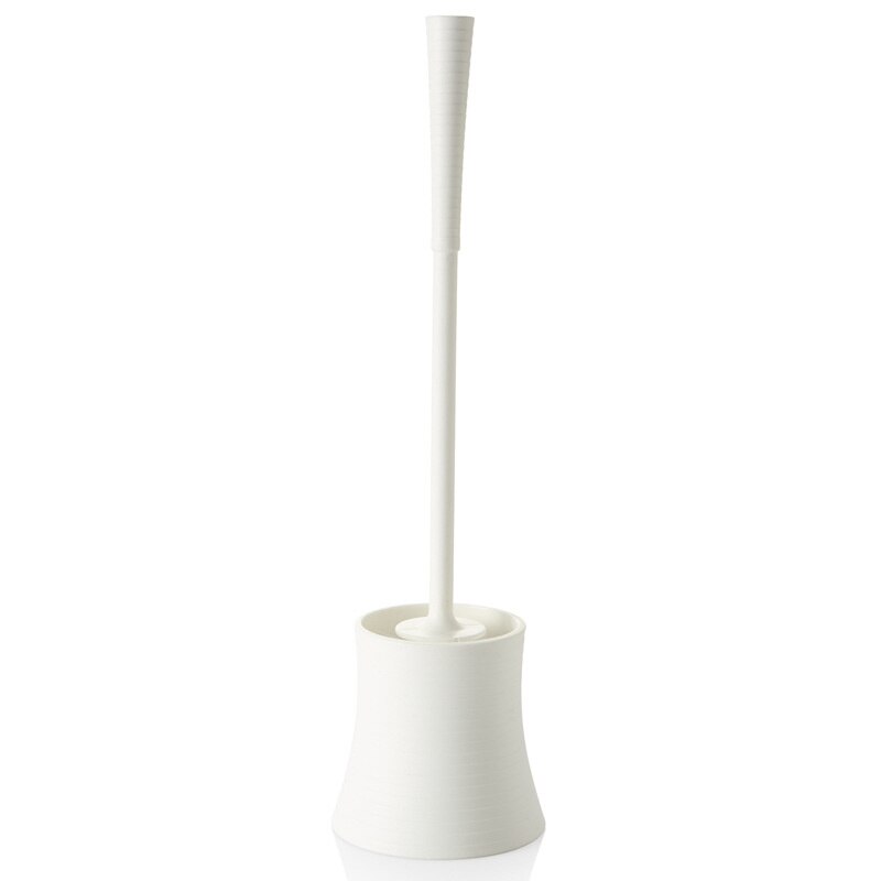 Plastic Toilet Brush Cover Round Head Toilet Cleaning Brush Anti Slip Handle Toilet Cleaning Brush Set: White