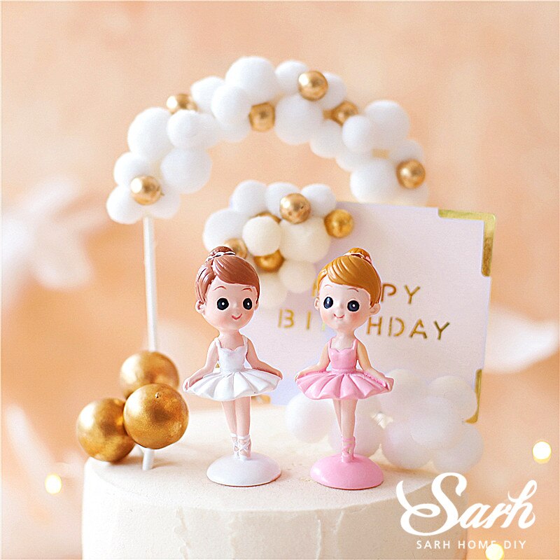 Nobele balletmeisje taarttopper voor verjaardagsfeestjes gouden haarbalboog dessertdecoratie babyshower kind bakken liefde