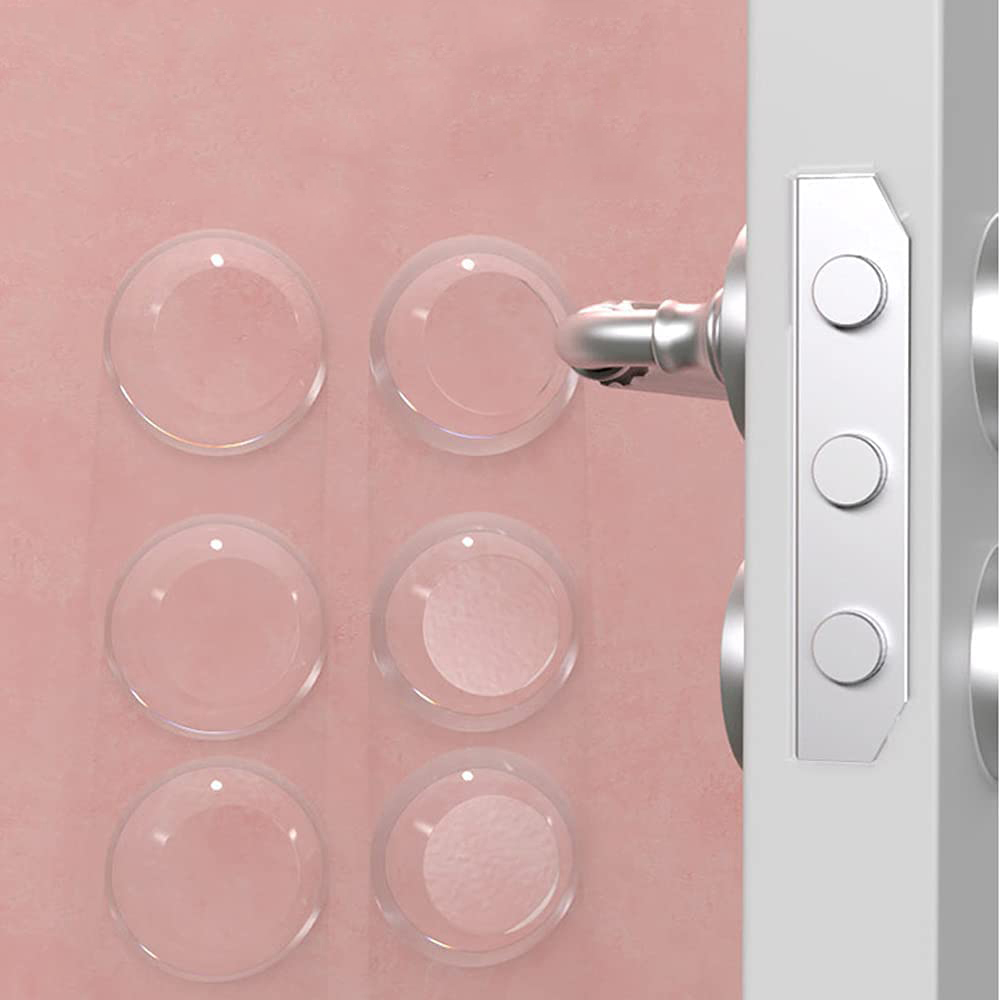 6 Stück PU-Tür-Wandschutz-Pads, waschbar, selbstklebend, transparenter Türstopper, wiederverwendbar, weich, rund, stoßdämpfendes Gel