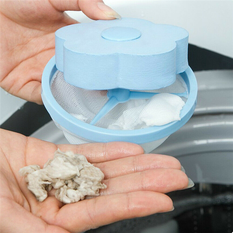 1PC Mesh Filter Bag Floating Washing Machine Wool Hair Removal Cleaning: Blue
