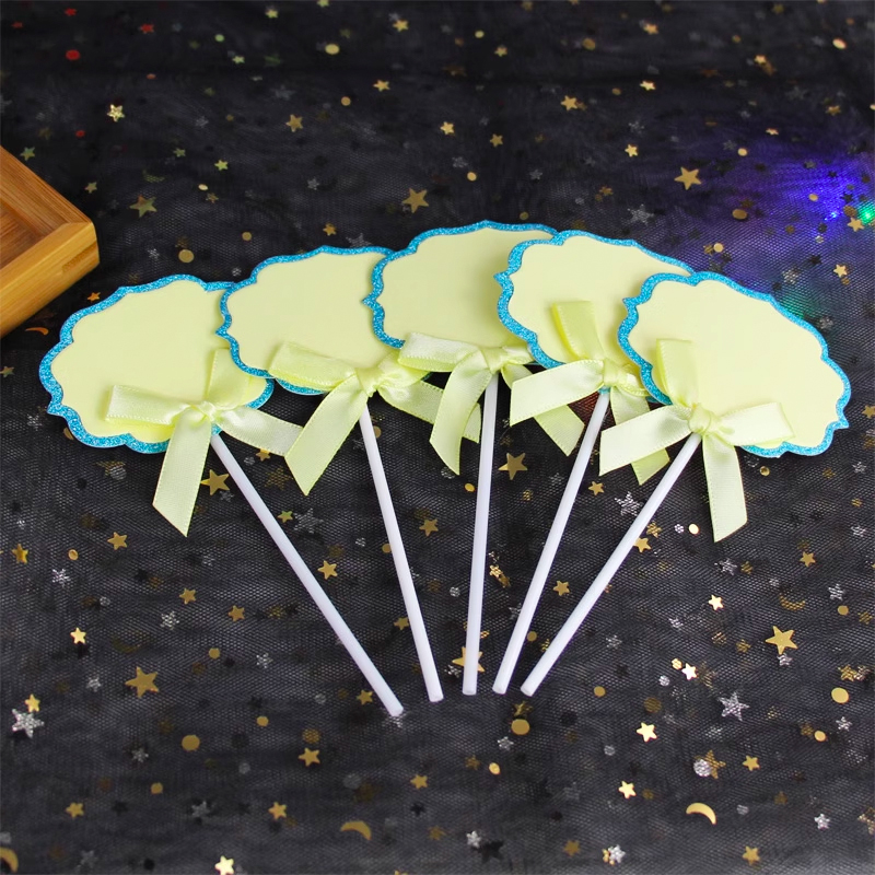 Happy Birthday Cake Decoration Accessories Internet Celebrity Clouds Letterable Greeting Cards Blank Card Inserts: light yellow