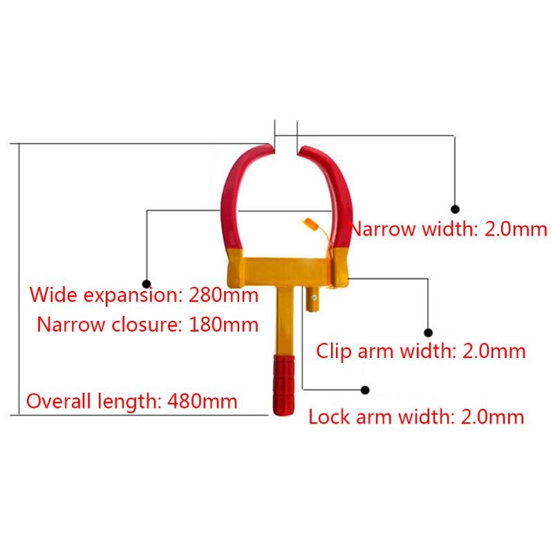 Car Truck Tire Lock Anti-Theft Lock Portable Heavy Duty Wheel Clamp Lock Tire Claw Trailer Auto Universal fitment Car