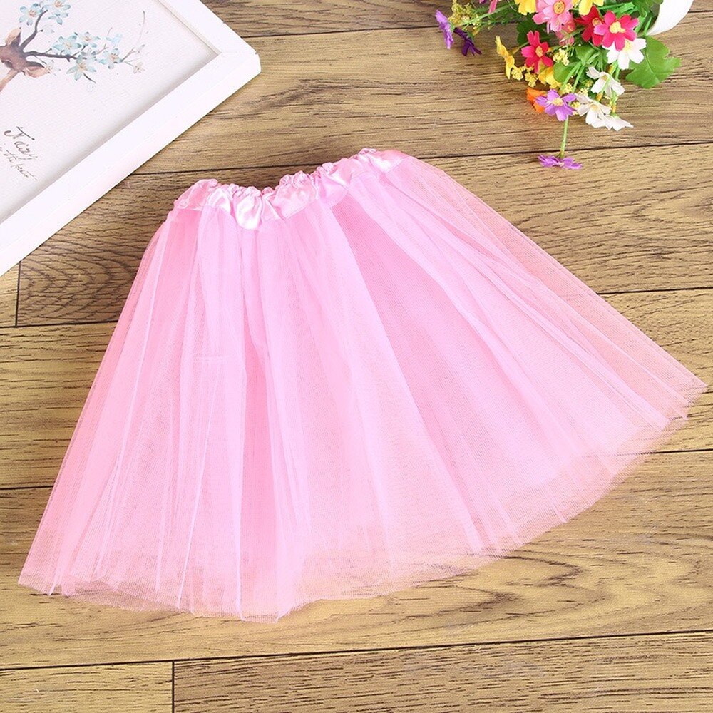 Tres capa Fluffy falda de traje corto para baile de medio-longitud de falda tutú de red de los niños etapa fábrica Tutu al por mayor: Rosa