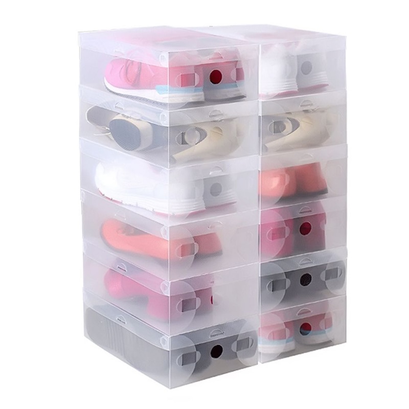 20 stuks doorzichtige opvouwbare plastic opbergdozen voor schoenen, stapelbare organizer de zapatos, schoenendoos, plastic schoenendoos, schoenenorganizer